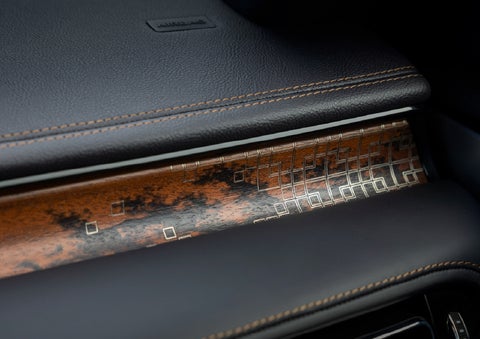 A close-up shot of the 2026 Lincoln Aviator® dashboard with unique black and brown accents and brown stitching | Lincoln North Miami in North Miami FL