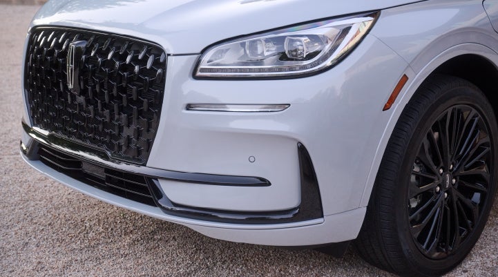 The all-black grille of the available Jet Appearance Package on a 2026 Lincoln Corsair® SUV is shown. | Lincoln North Miami in North Miami FL