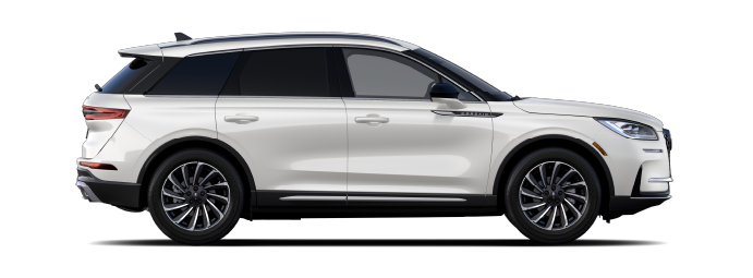 The passenger side of a Lincoln Corsair® SUV is shown in Pristine White. | Lincoln North Miami in North Miami FL