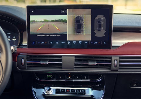 The large 13.2” SYNC® 4 center display featuring 360-Degree Camera of a 2026 Lincoln Corsair® SUV is shown.| Lincoln North Miami in North Miami FL