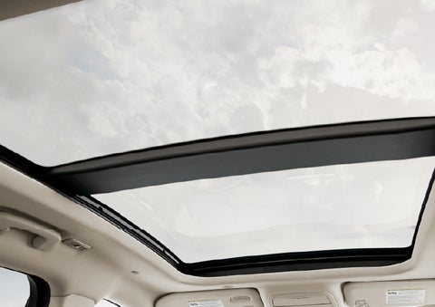 : The available panoramic Vista Roof® is shown from inside a 2026 Lincoln Corsair® SUV. | Lincoln North Miami in North Miami FL
