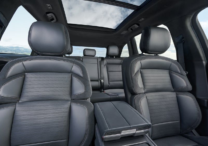 The spacious second row and available panoramic Vista Roof® is shown. | Lincoln North Miami in North Miami FL